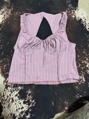 Kimchi Blue Mauve-Pink Striped Tie-Front Sleeveless Top